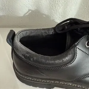 Vintage Skechers Chunky Lug Sole Shoes Men\'s 13 Black Leather Y2K 90s Grunge VTG 90s Skechers Mens 12 Black Club Rave Grunge Chunky Heel  main image 2